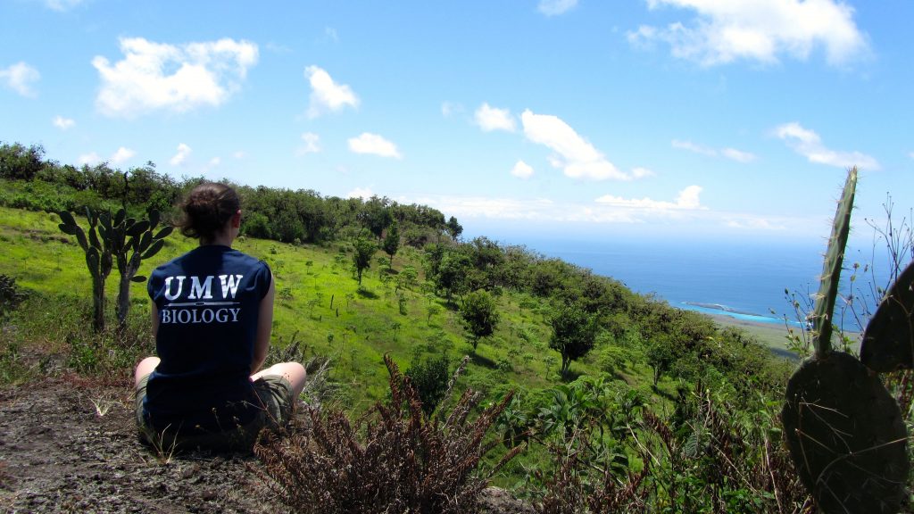 THIRD PRIZE - Taking in the Galapagos View.  Kimberly Weilnau, UMW in the Galapagos Islands, Spring Break 2014.